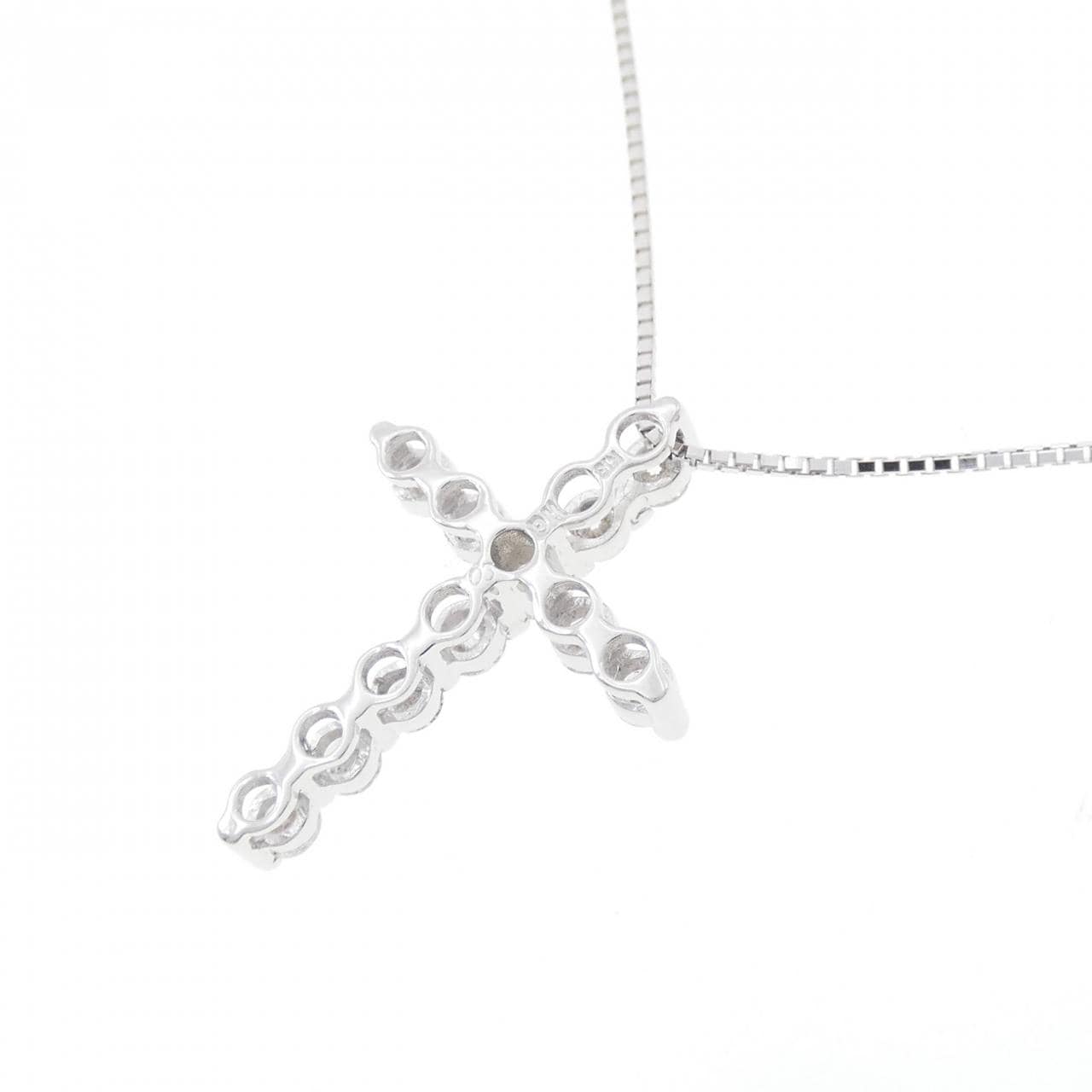 K18WG クロス ダイヤモンド ネックレス 0.5CT