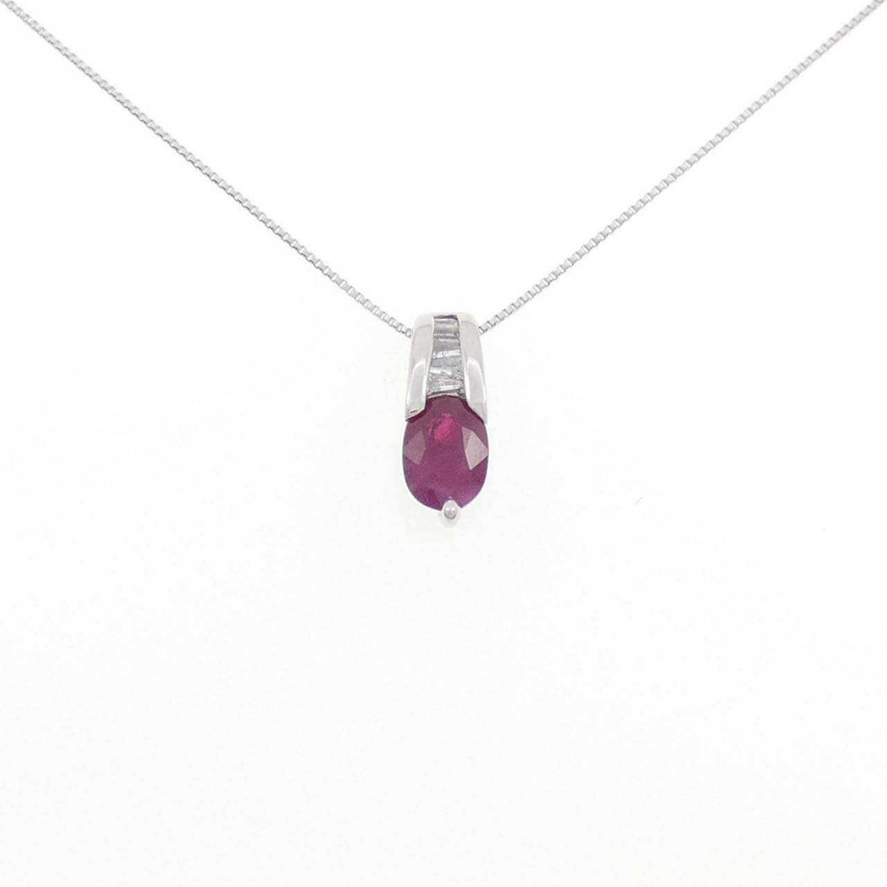 K18WG ルビー ネックレス 1.05CT
