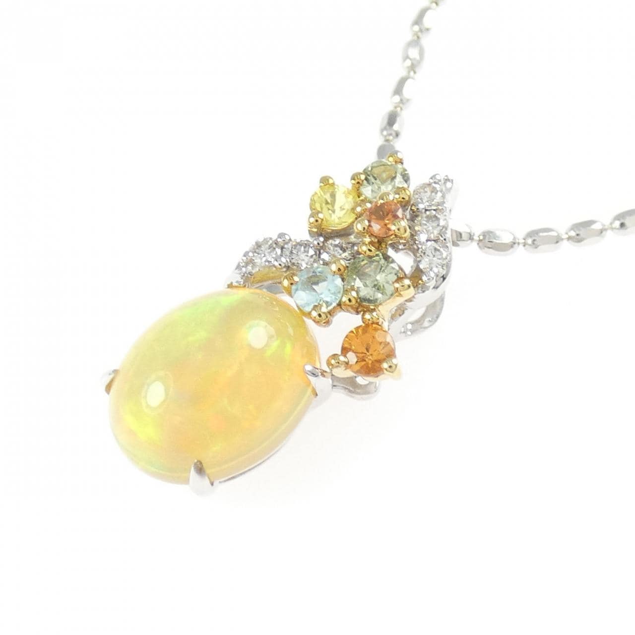 K18WG カラーストーン ネックレス