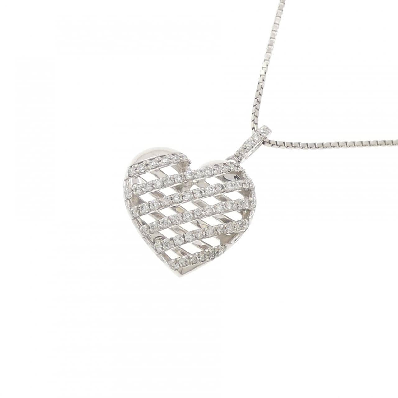 PT900/PT850 ハート ダイヤモンド ネックレス 0.65CT
