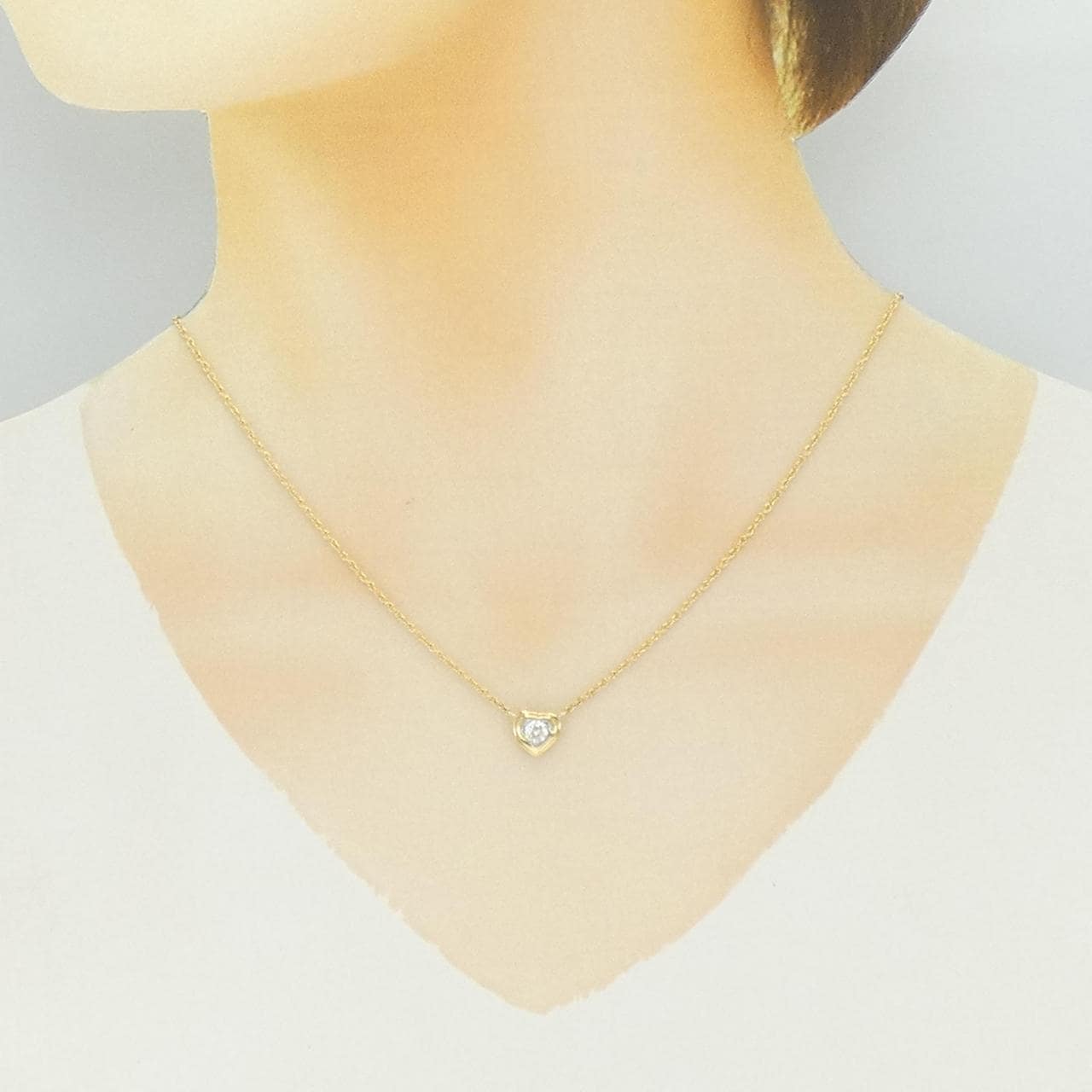 K18YG/K18WG 心形钻石项链 0.21克拉