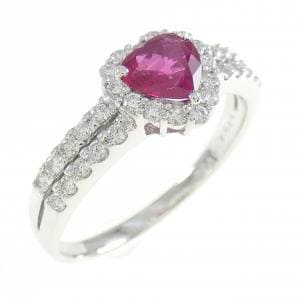 K18WG ハート ルビー リング 0.80CT