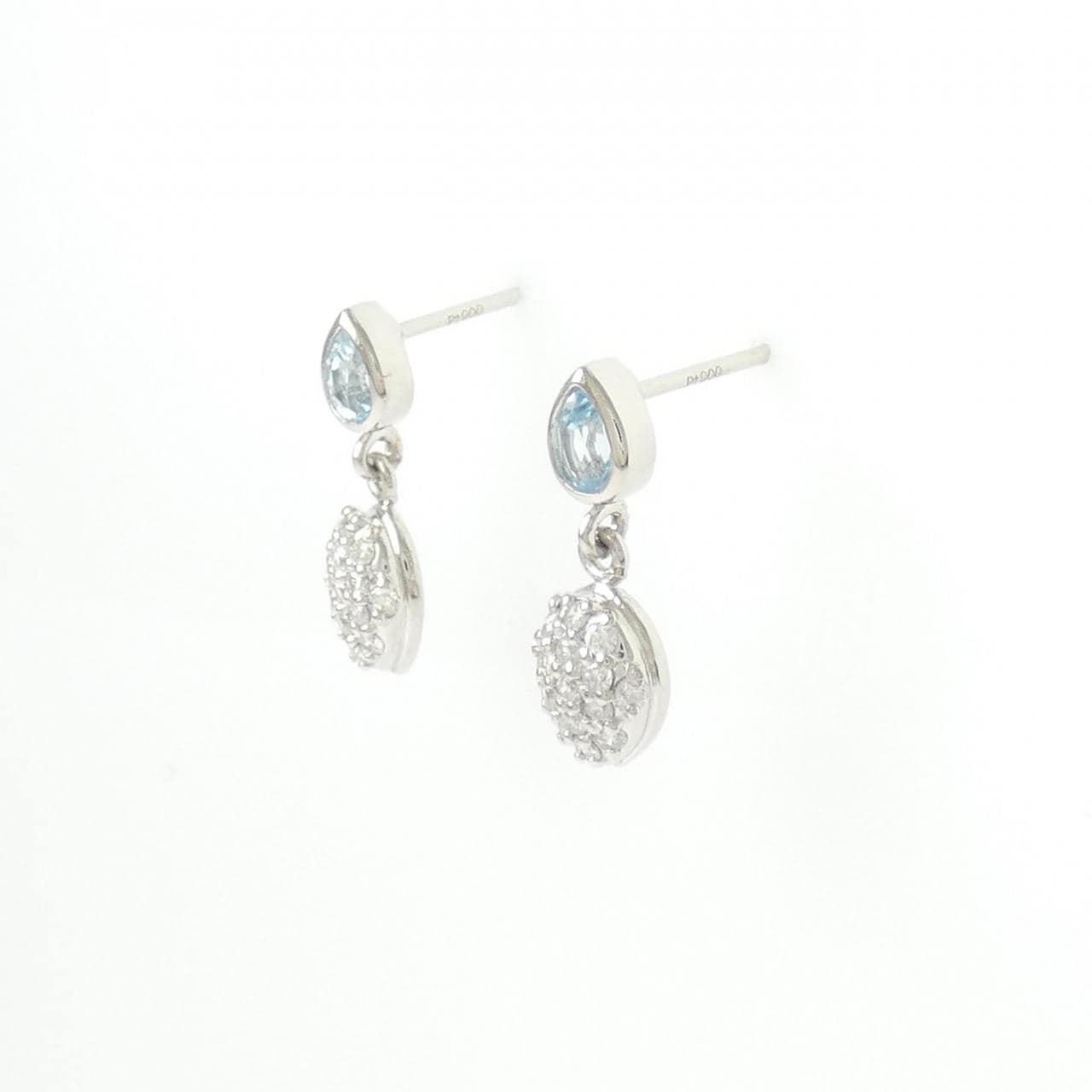PT900 ブルートパーズ ピアス 0.40CT