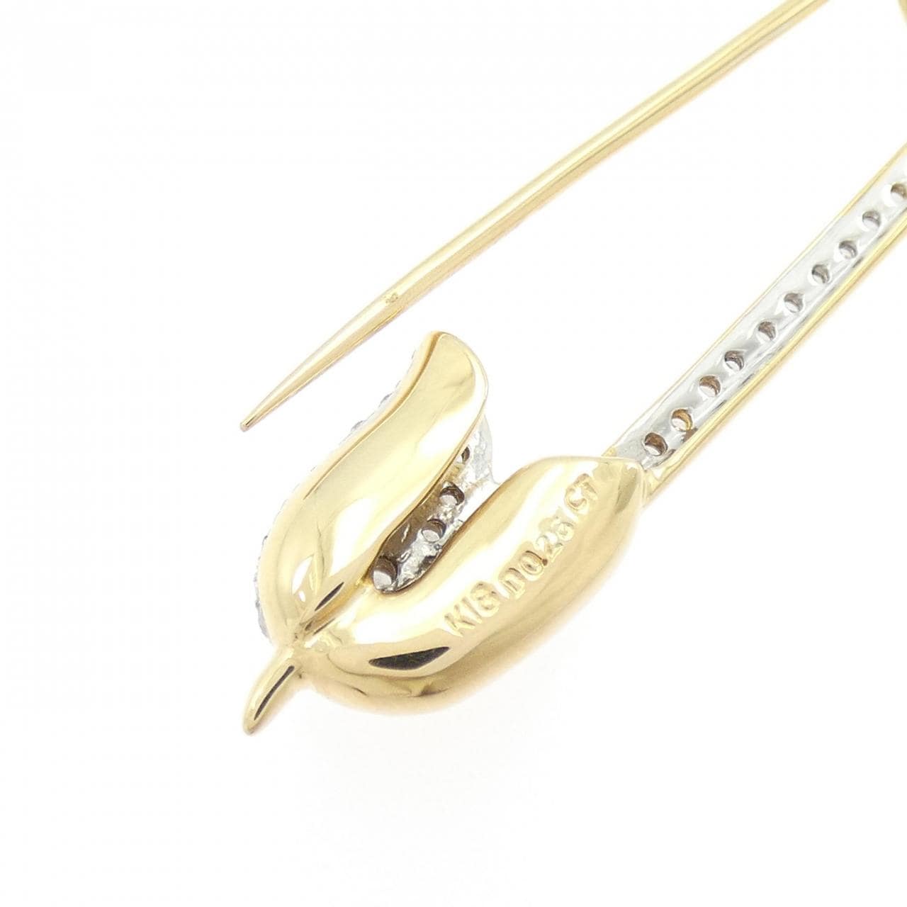 K18YG/K18WG セーフティピン ダイヤモンド ブローチ 0.26CT