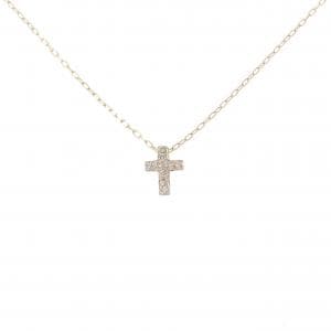 K10YG クロス ダイヤモンド ネックレス 0.05CT