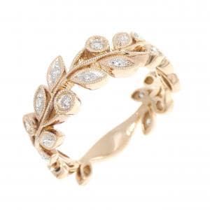 K18PG/K18WG リーフ ダイヤモンド リング 0.28CT