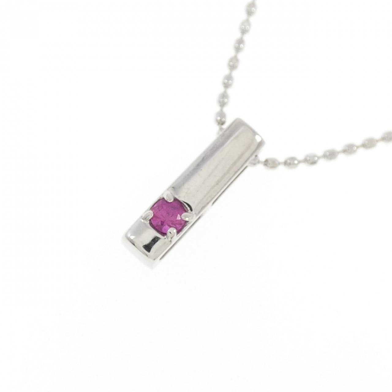 K18WG ルビー ネックレス 0.05CT