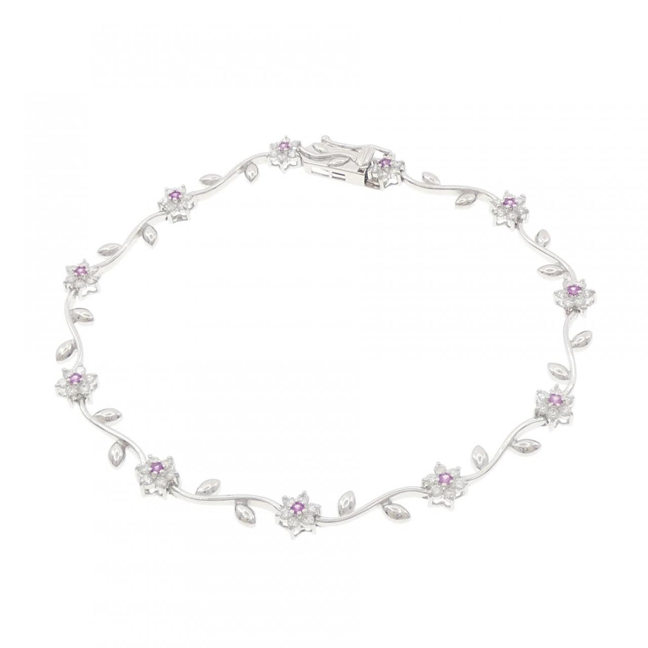 K18WG フラワー サファイヤ ブレスレット 0.16CT