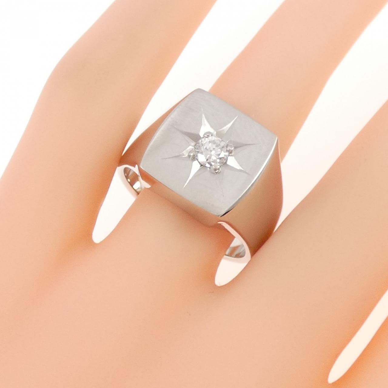 PT900 印台 ダイヤモンド リング 0.30CT