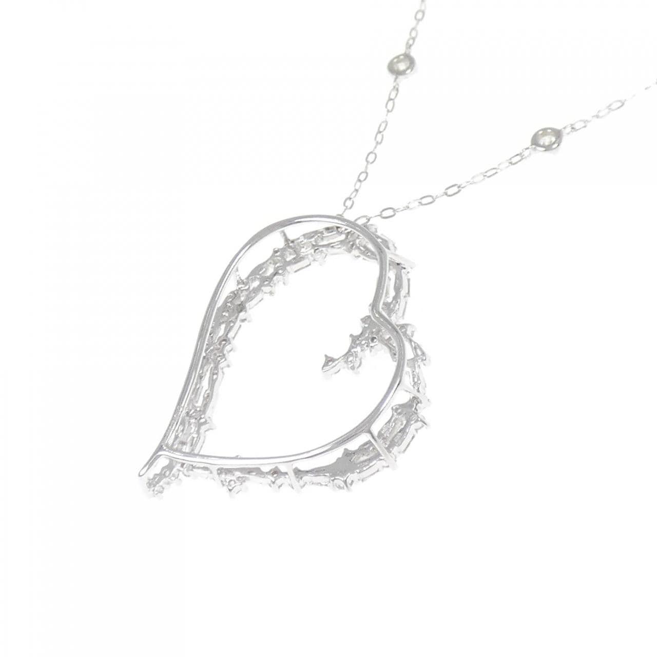 K18WG ハート ダイヤモンド ネックレス 0.80CT