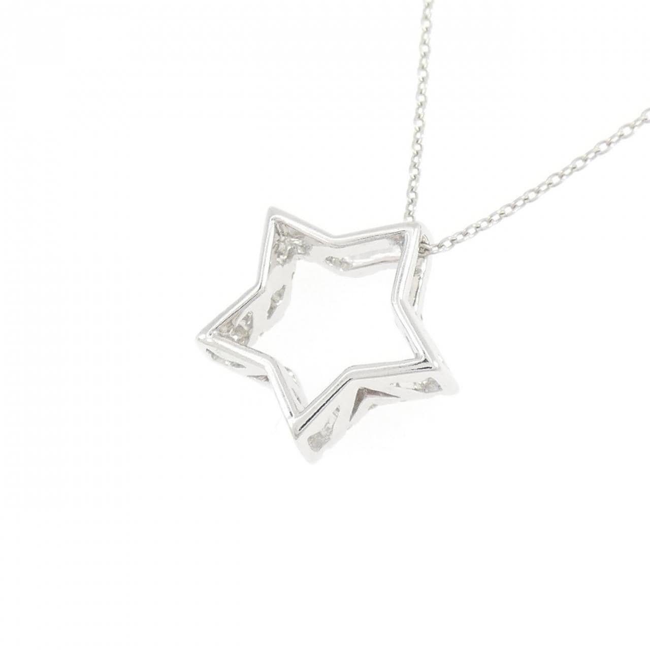 750WG/K18WG スター ダイヤモンド ネックレス 0.18CT