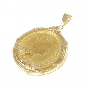 K18YG(枠) ダイヤモンド コイン ペンダント 0.08CT