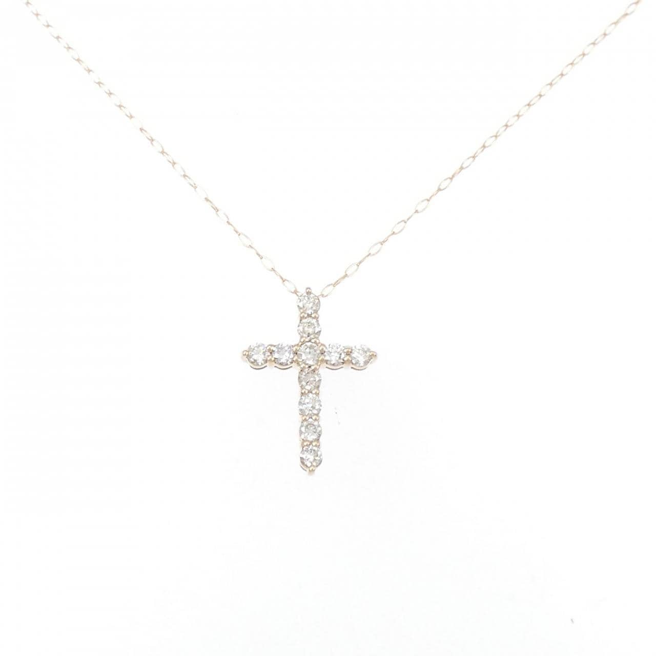 K18PG cross Diamond necklace 0.30CT