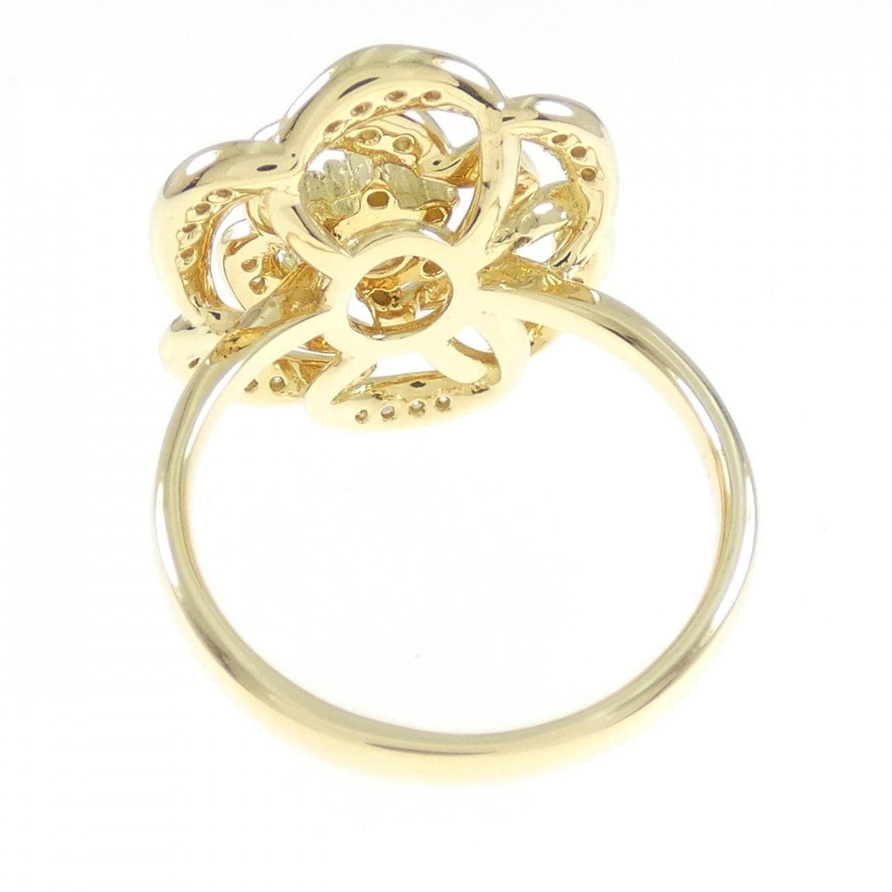 K18YG フラワー ダイヤモンド リング 0.42CT