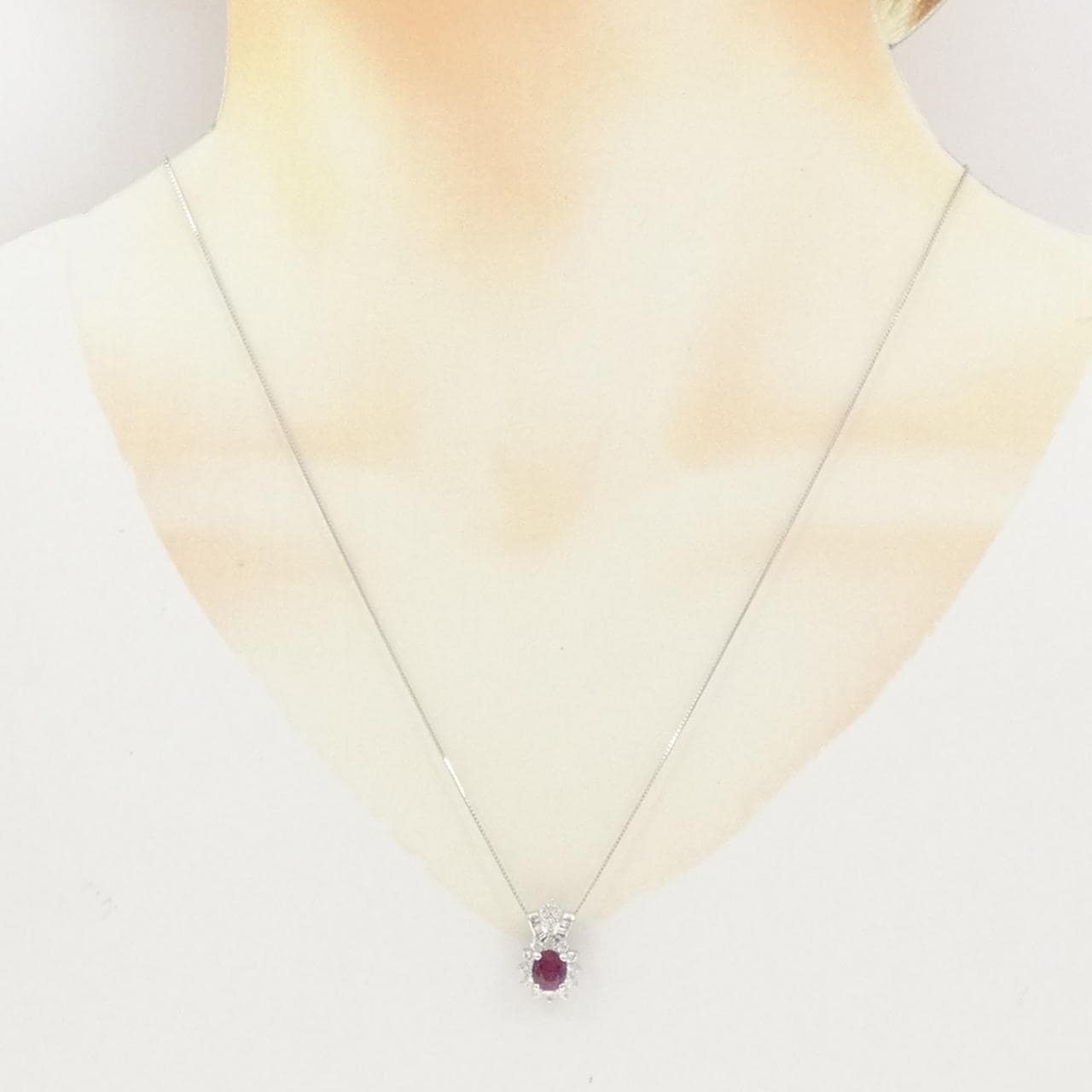 PT900/PT850 ルビー ネックレス 1.14CT