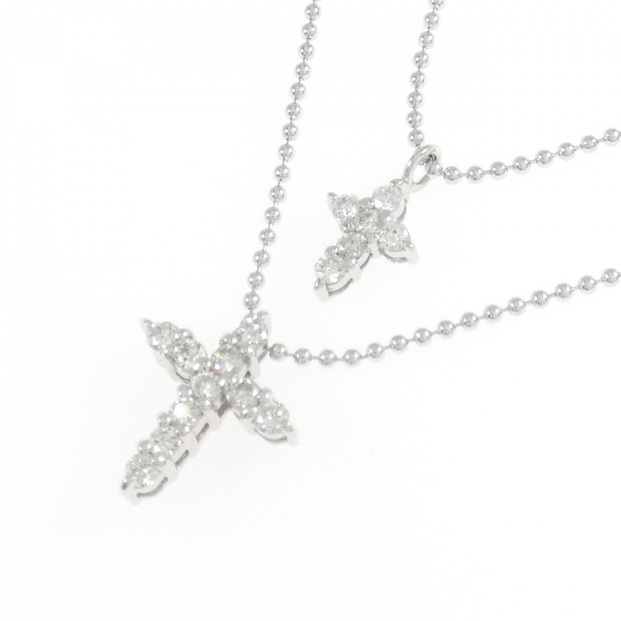K18WG クロス ダイヤモンド ネックレス 0.31CT