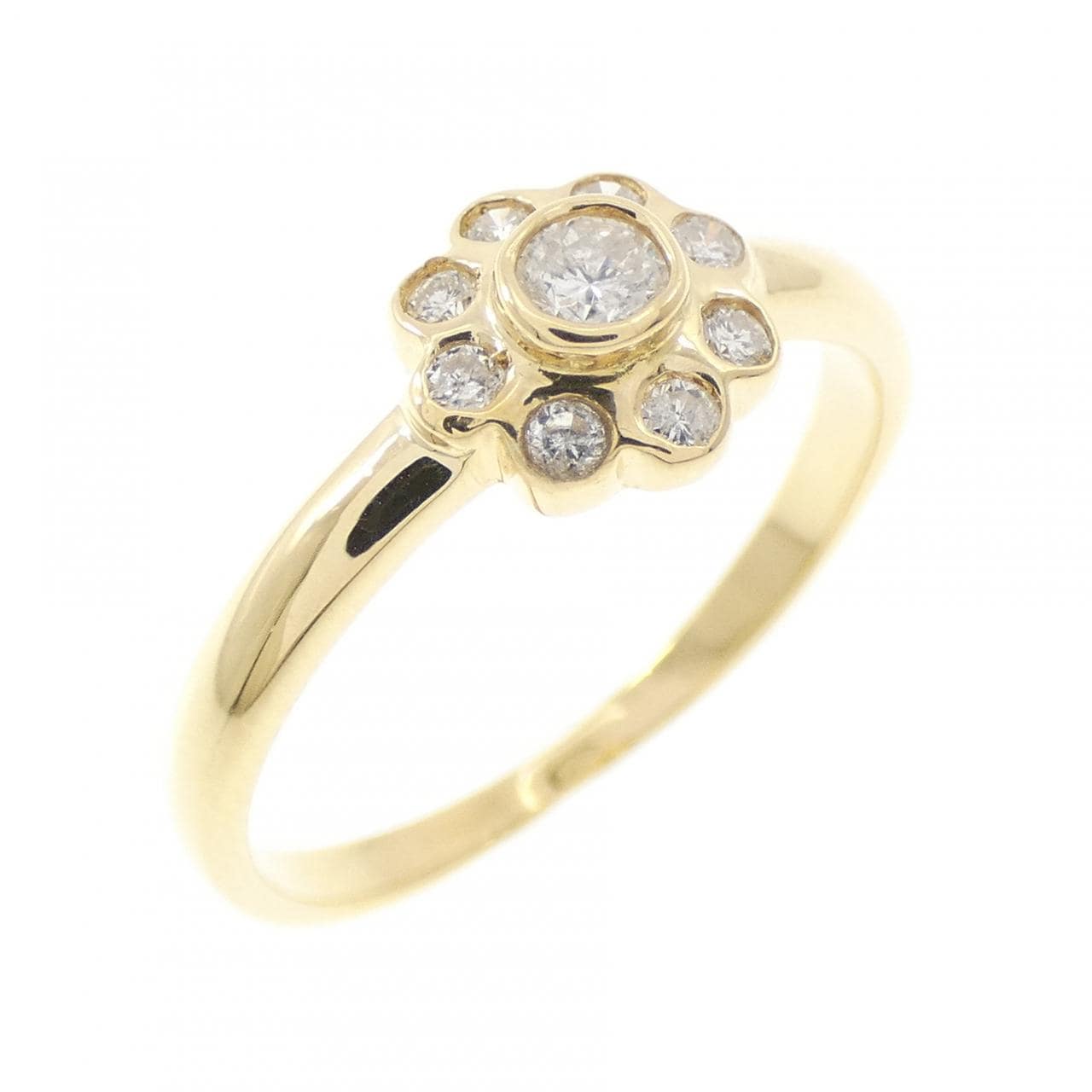 K18YG フラワー ダイヤモンド リング 0.18CT