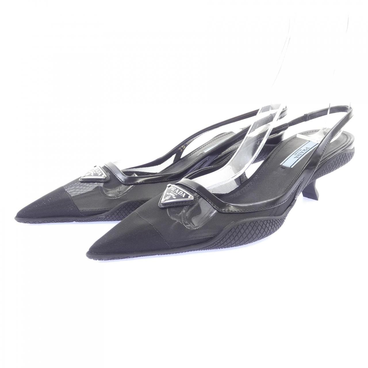 プラダ PRADA トライアングルロゴ メッシュスリングバック 1I828M パンプス