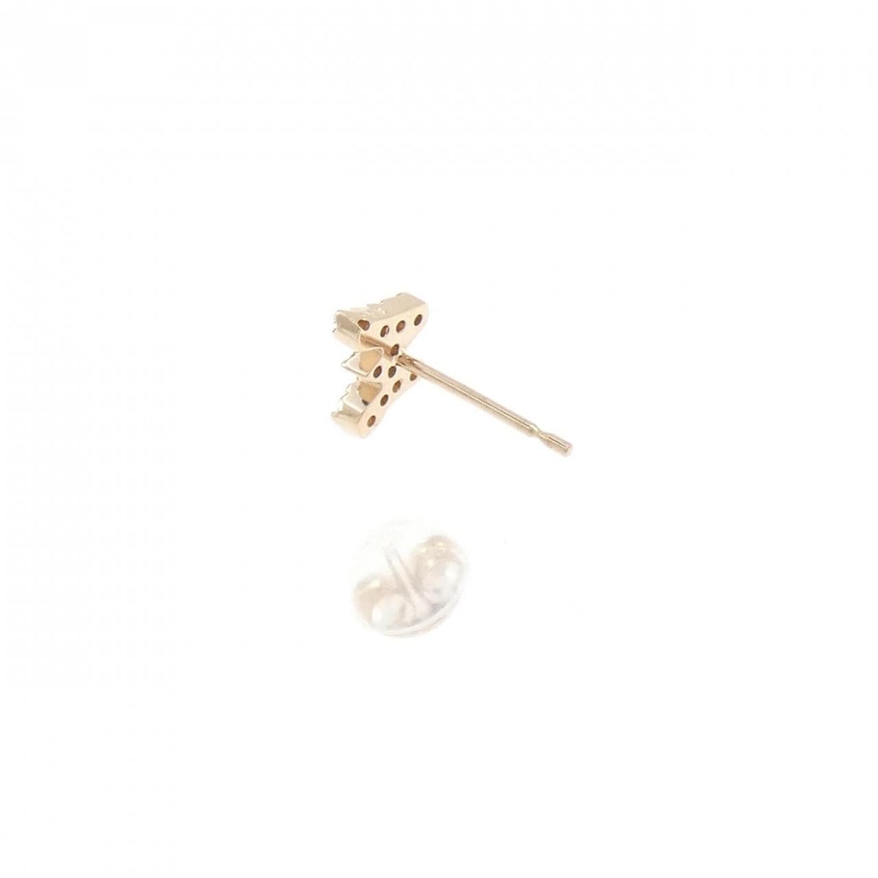 K18PG イニシャルM ダイヤモンド ピアス 0.05CT 片耳