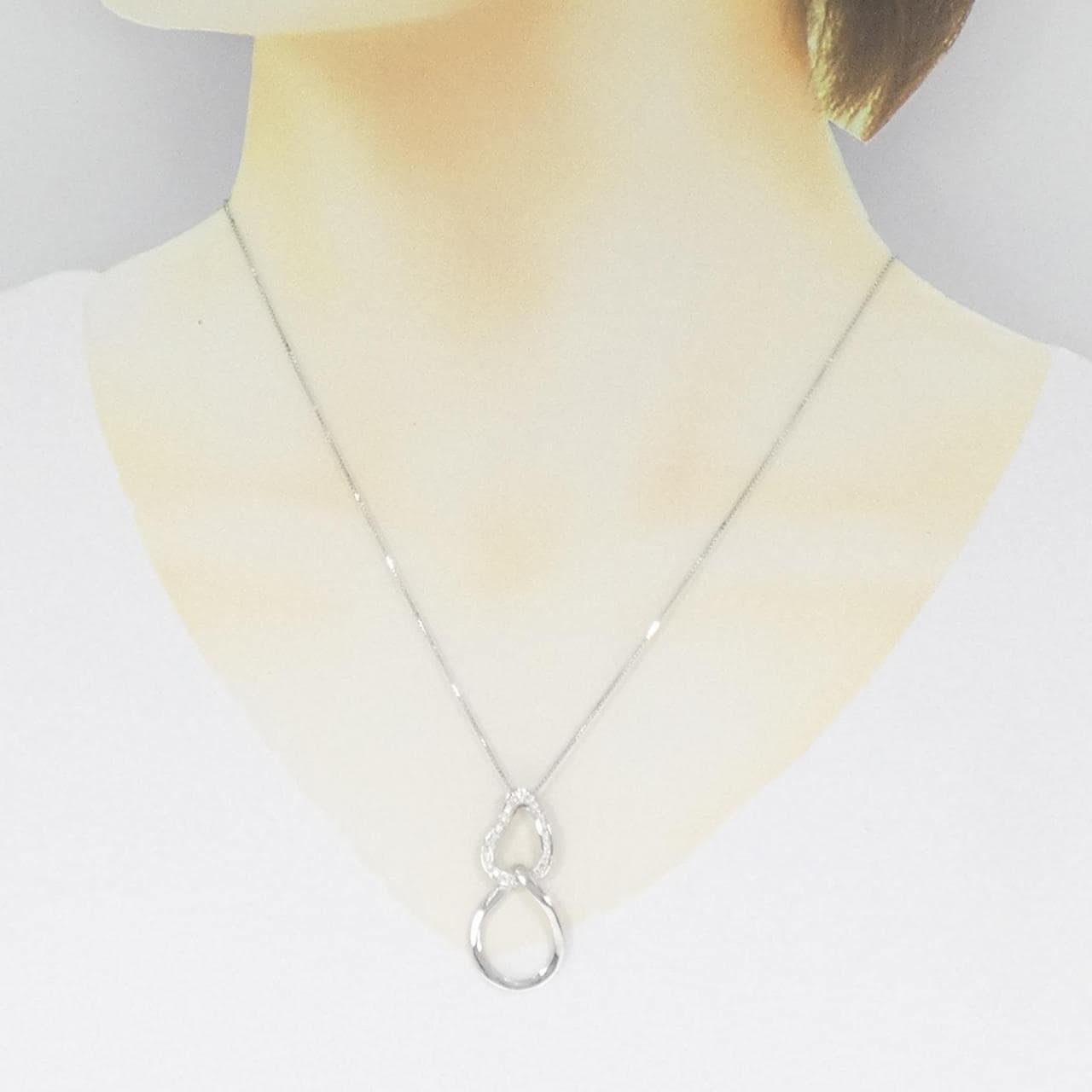 K18WG ダイヤモンド ネックレス 0.13CT