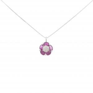 K18WG フラワー ルビー ネックレス 0.90CT