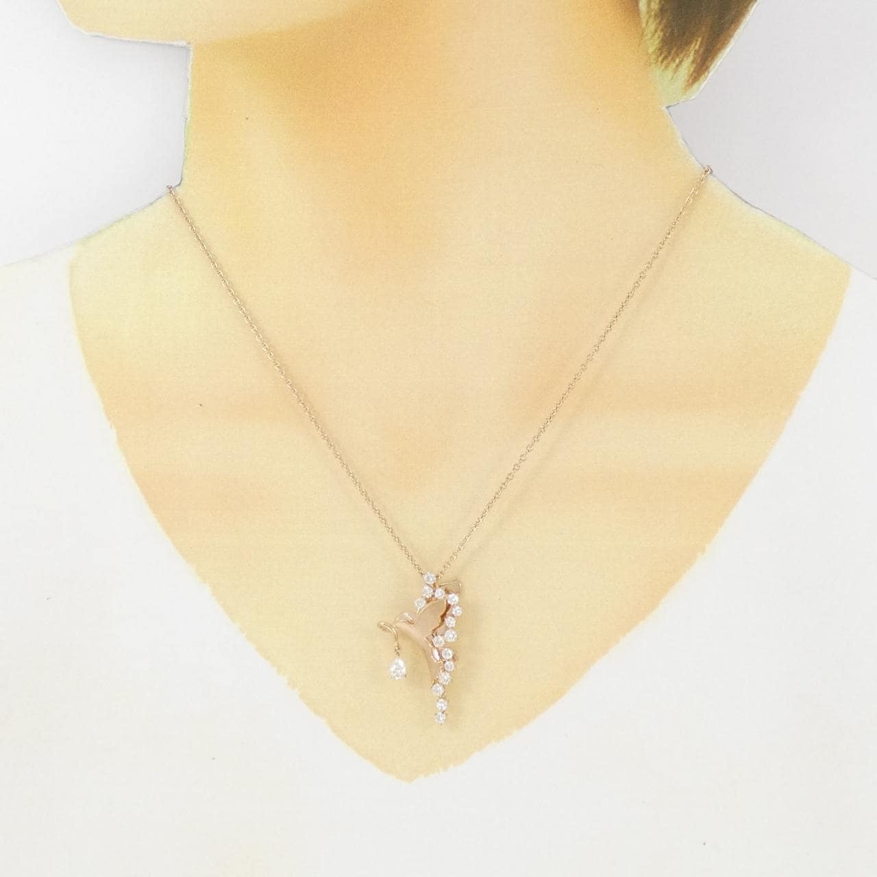 K18PG バード ダイヤモンド ネックレス 0.17CT