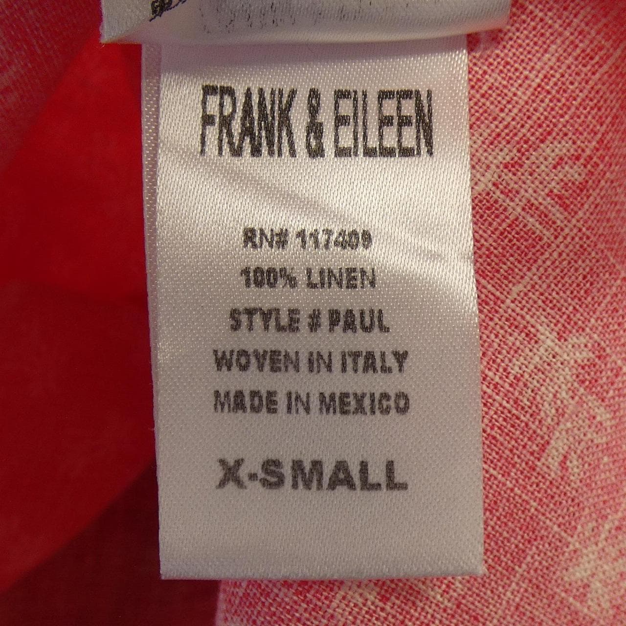 フランクアンドアイリーン FRANK&EILEEN シャツ