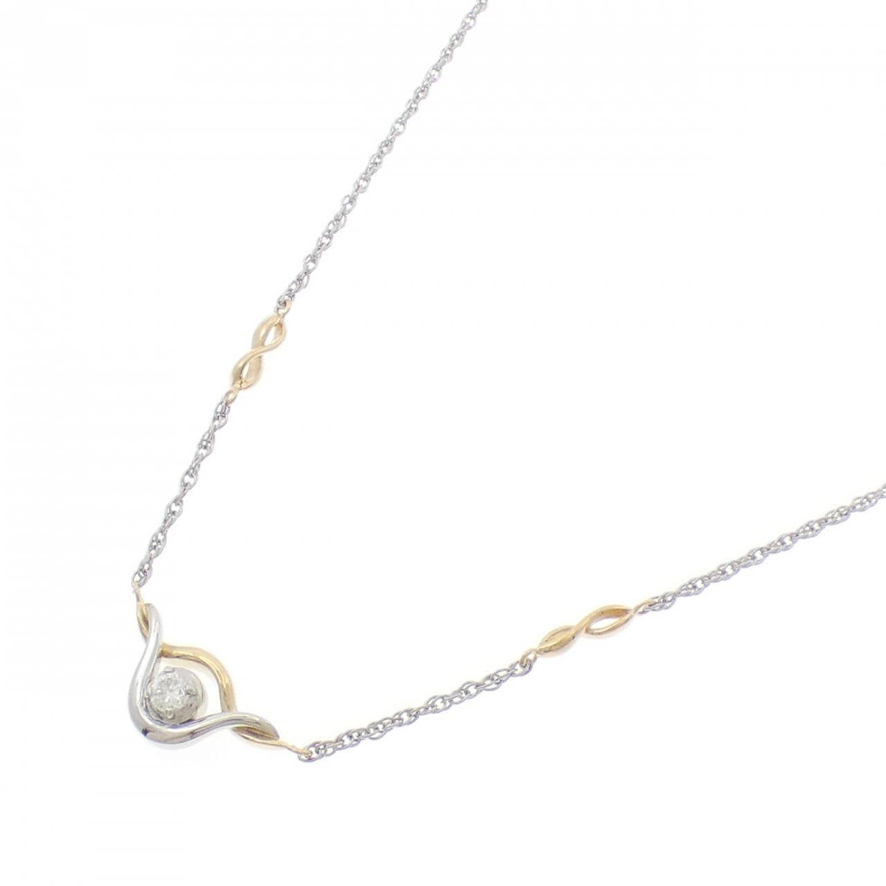 PT900/K18YG/PT850 ダイヤモンド ネックレス 0.14CT
