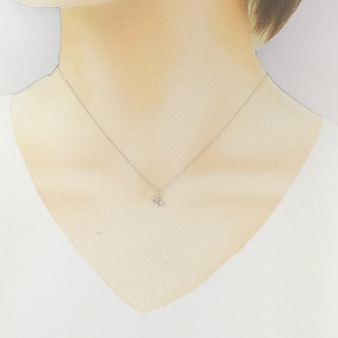 K10WG イニシャルK ダイヤモンド ネックレス 0.01CT