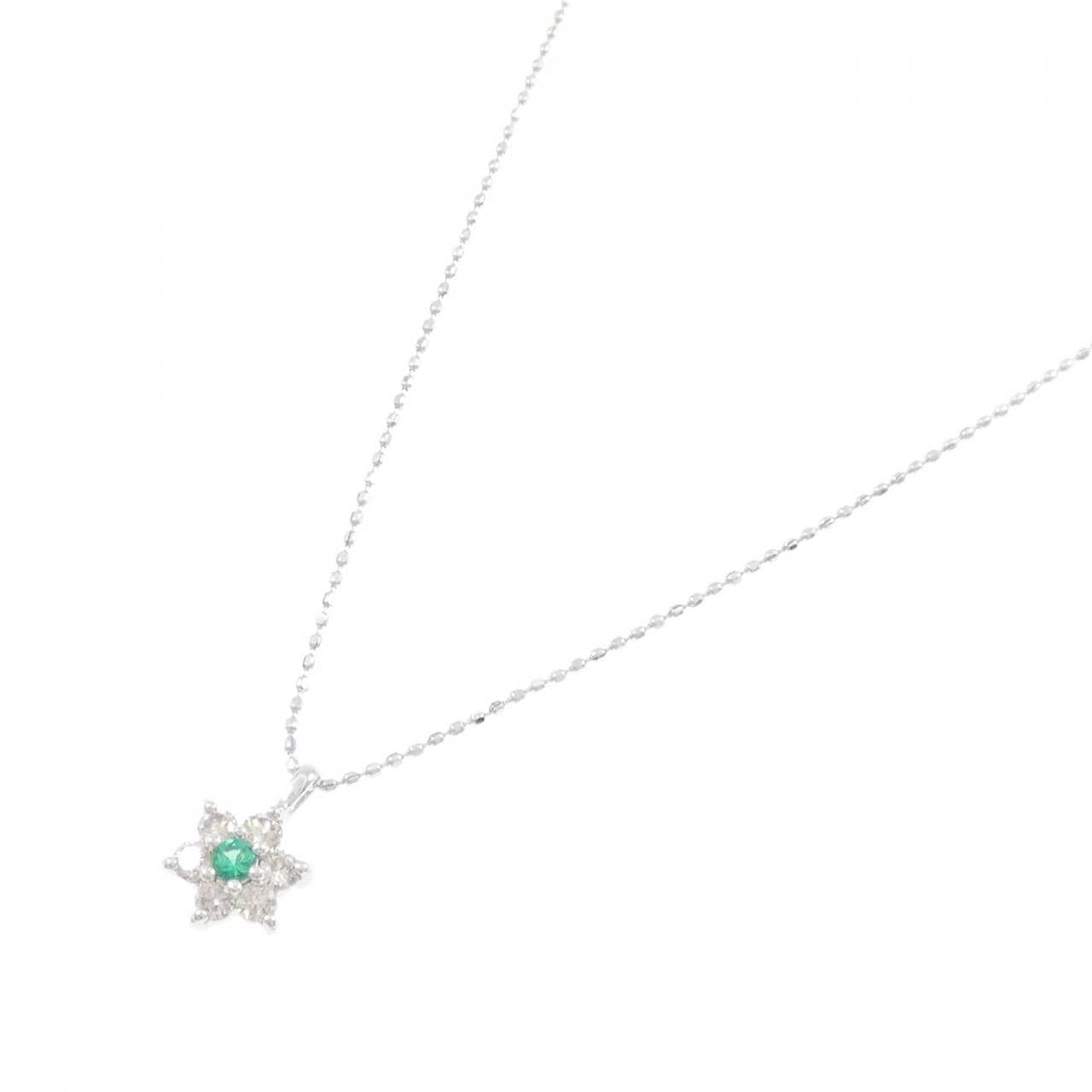 K18WG エメラルド ネックレス