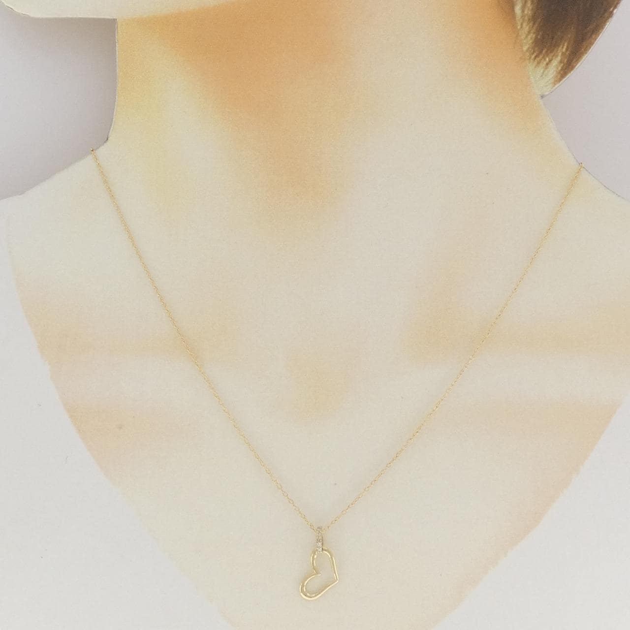 K10YG ハート ダイヤモンド ネックレス 0.04CT