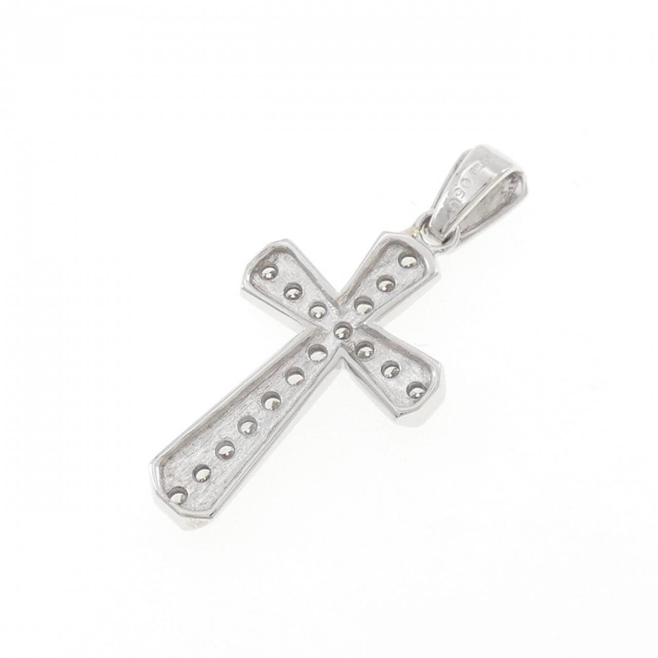 K18WG クロス ダイヤモンド ペンダント 0.50CT