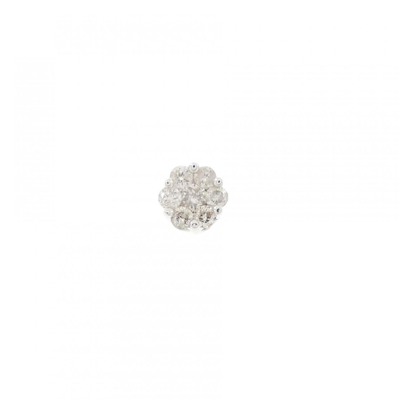 K18WG フラワー ダイヤモンド ピアス 0.15CT 片耳