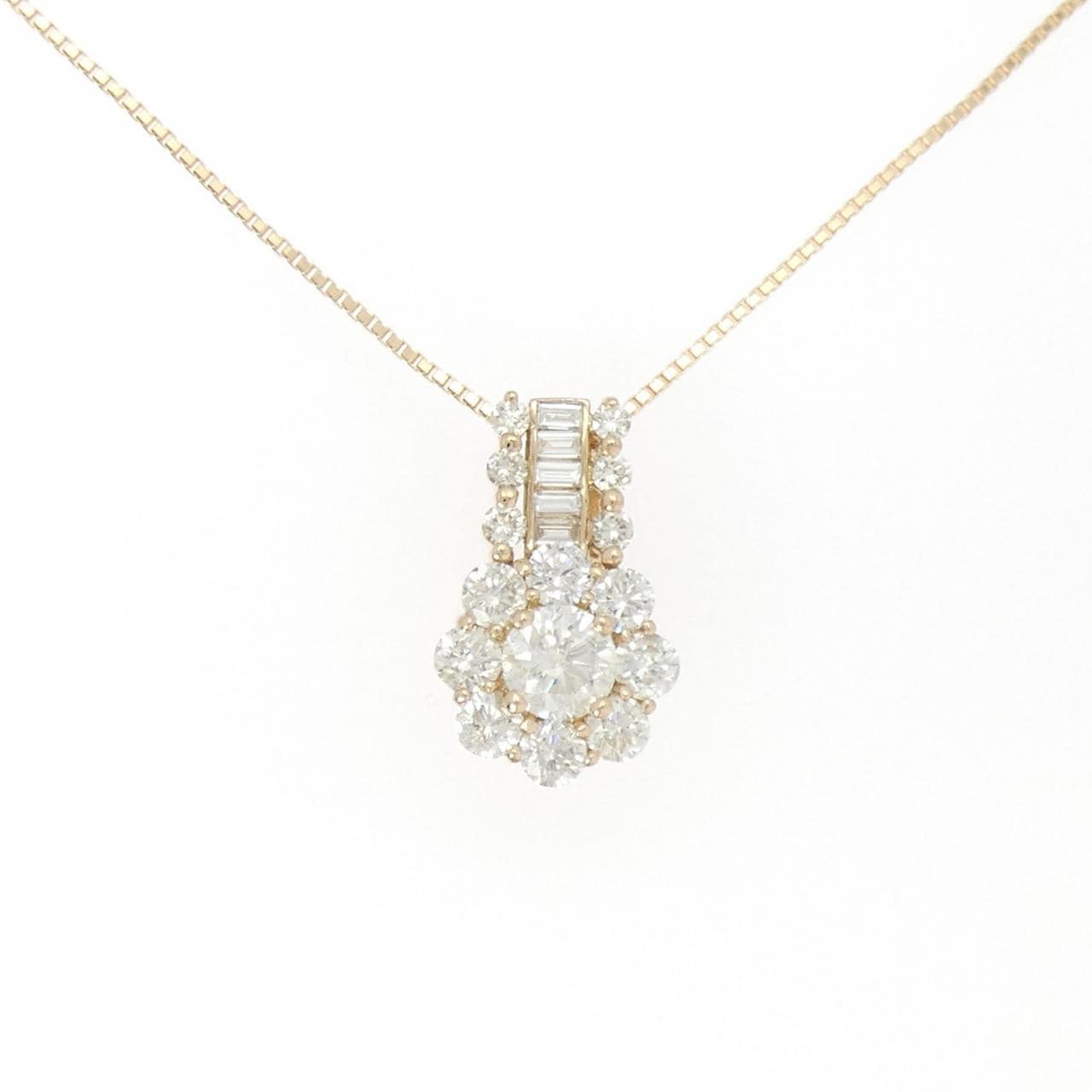 K18PG フラワー ダイヤモンド ネックレス 1.000CT