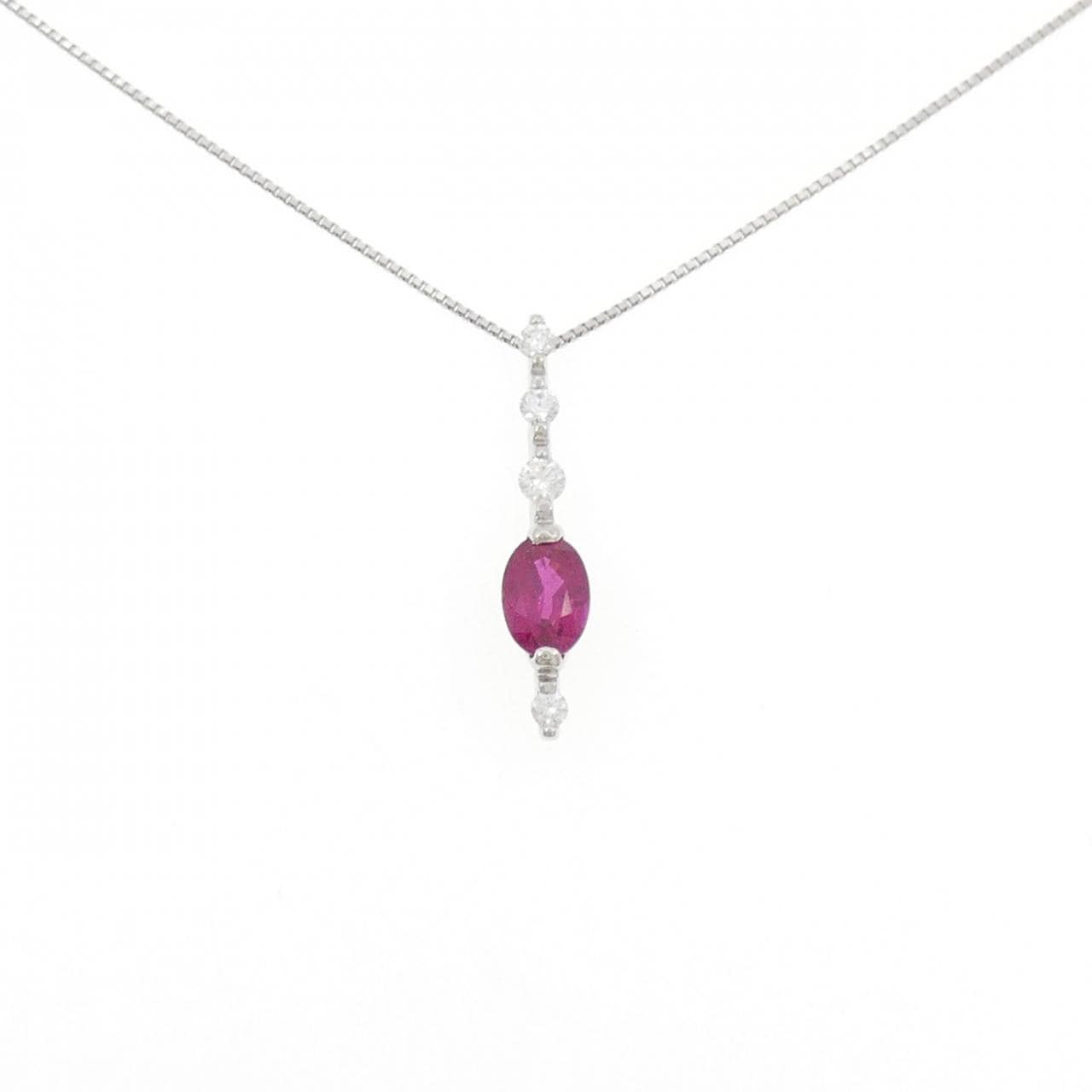 PT900/PT850 ルビー ネックレス 1.05CT