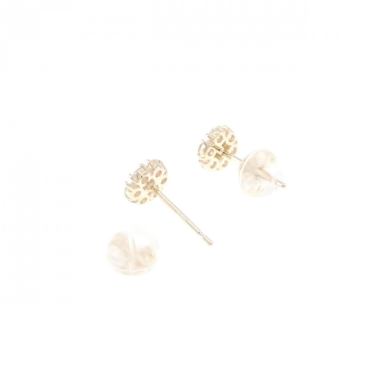 【リメイク】K10YG フラワー ダイヤモンド ピアス 0.30CT