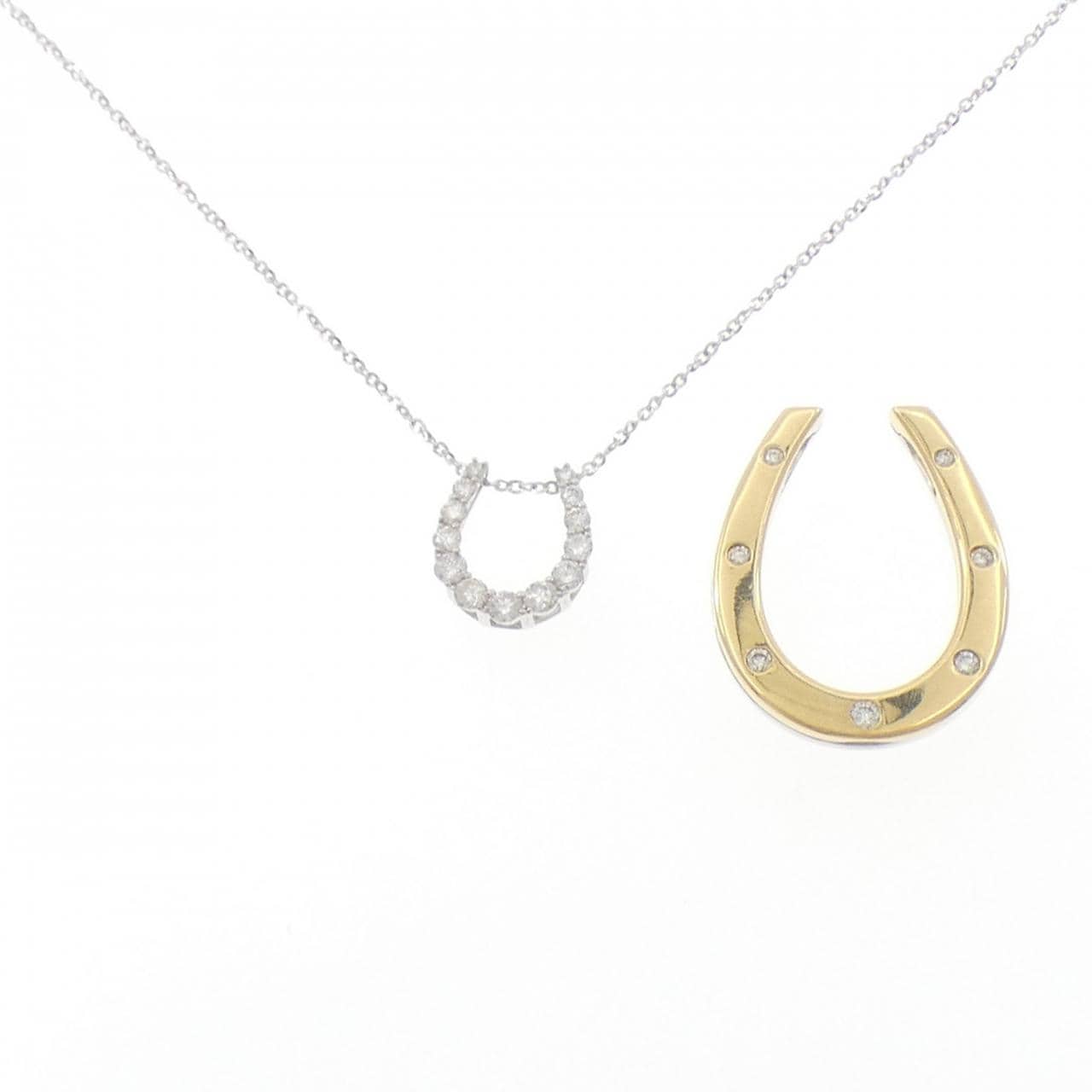 K18WG/K18YG/PT900 2WAY ダイヤモンド ネックレス 0.43CT