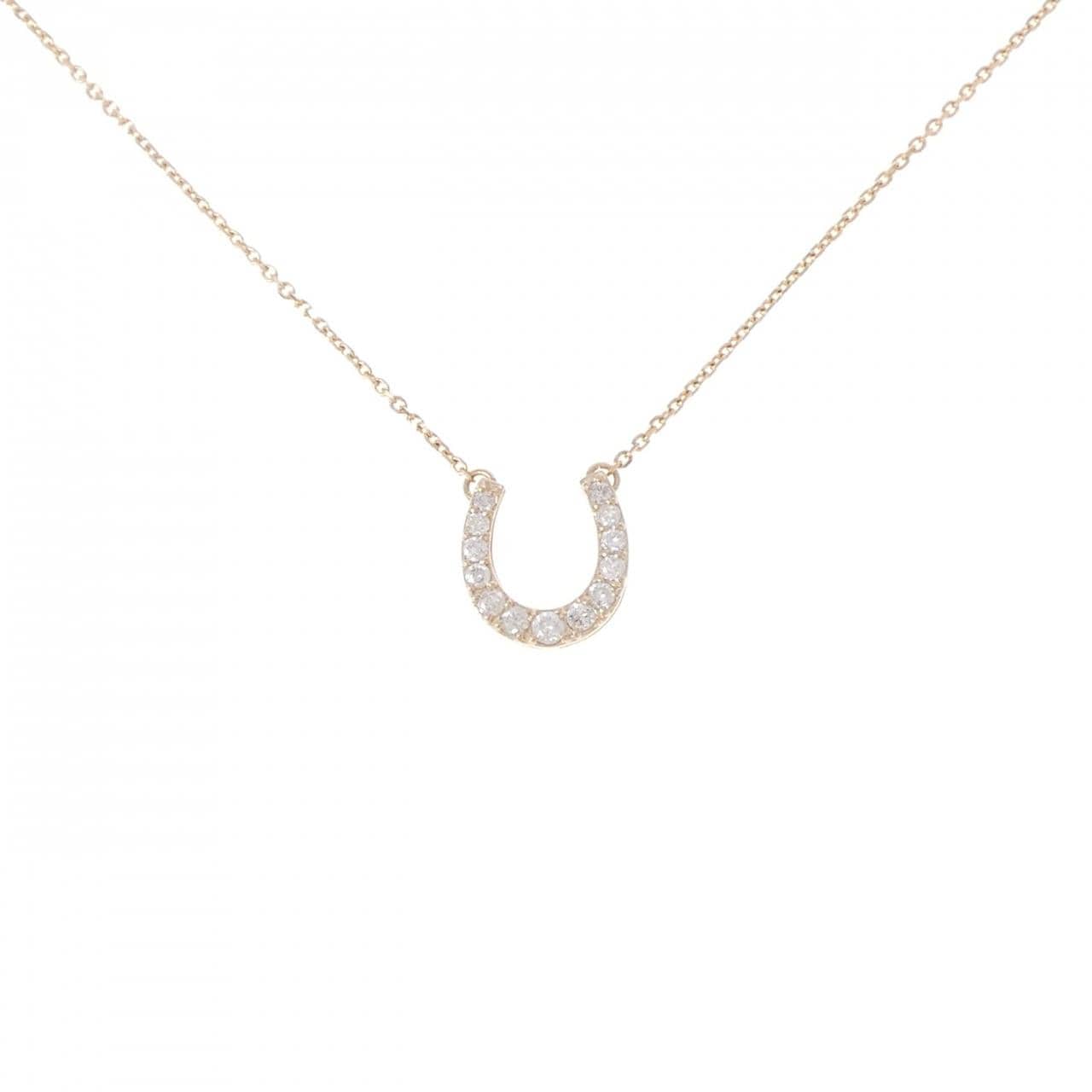 K18PG ホースシュー ダイヤモンド ネックレス 0.21CT