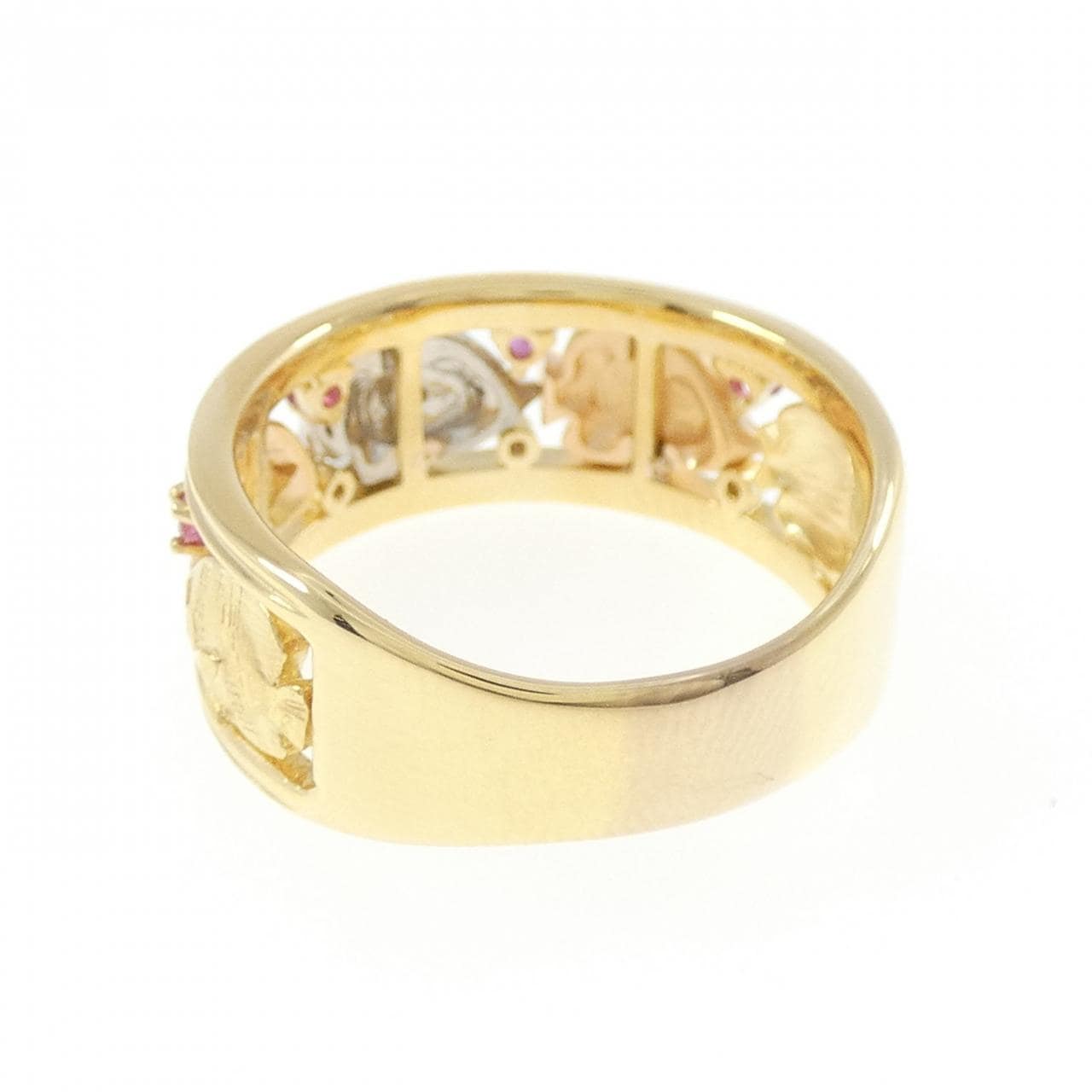 K18YG/PT900/K18PG フィッシュ ルビー リング 0.10CT