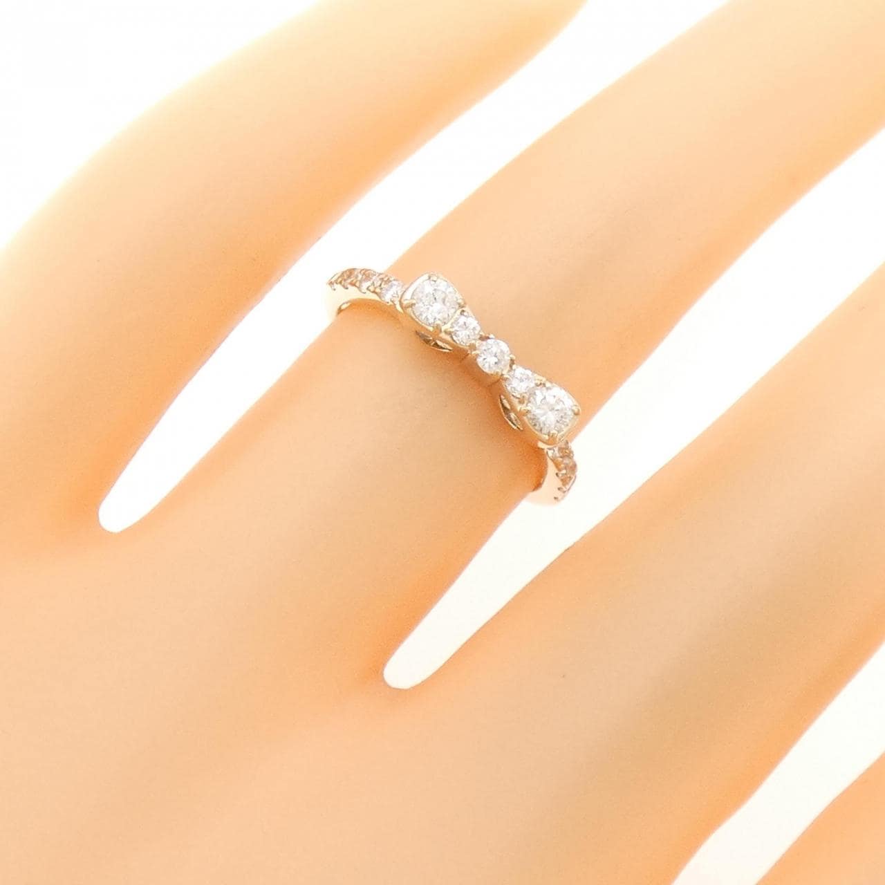 K18PG リボン ダイヤモンド リング 0.30CT