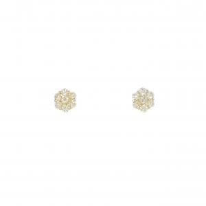 【新品】K18YG フラワー ダイヤモンド ピアス 0.30CT