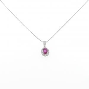 PT900/PT850 ルビー ネックレス 0.75CT