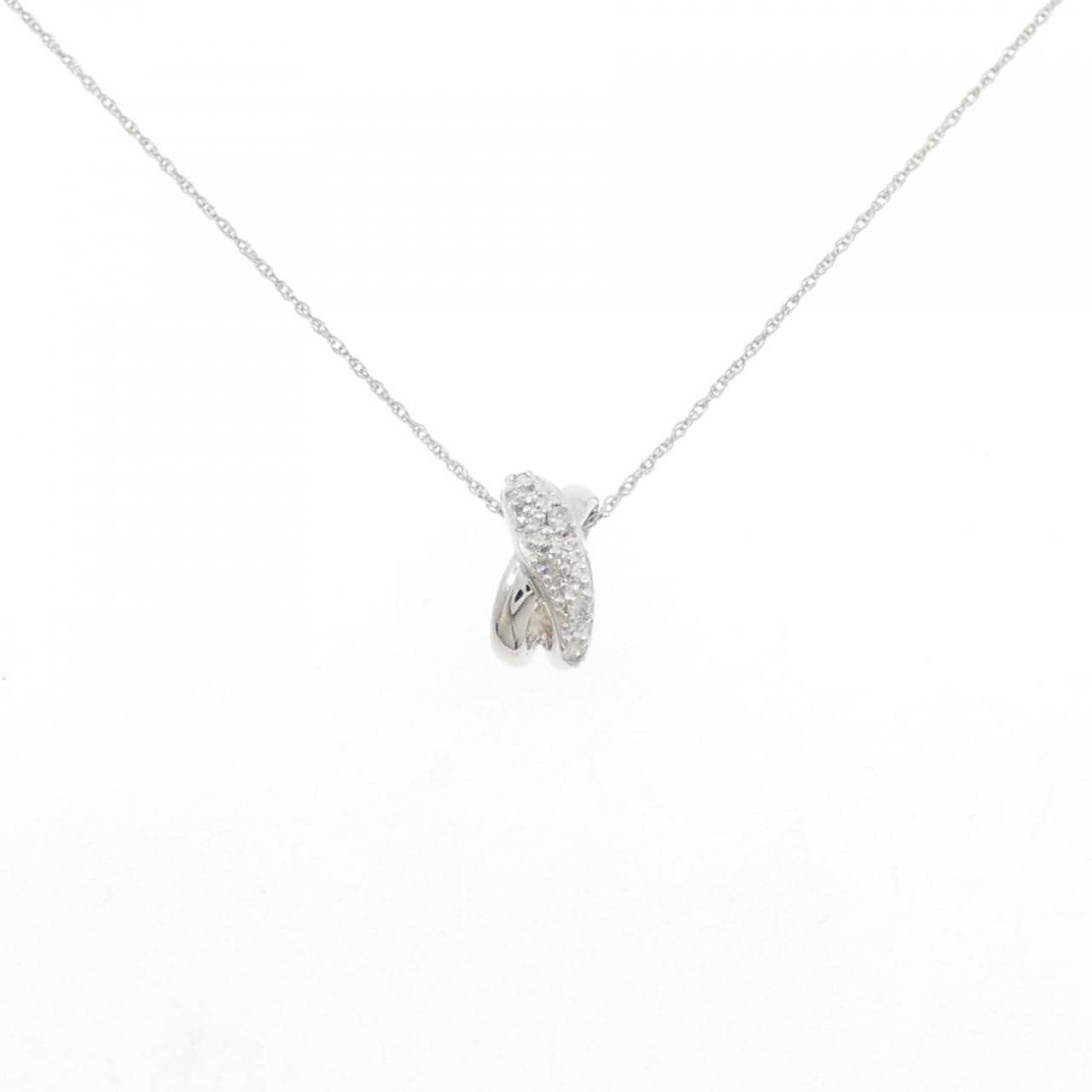 K18WG/750WG ダイヤモンド ネックレス 0.06CT