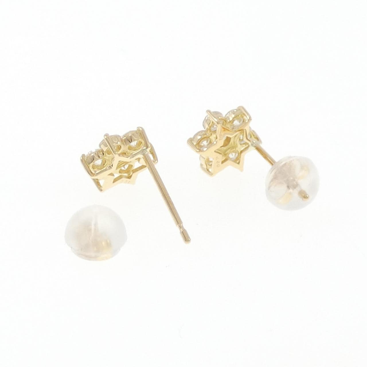 【リメイク】K18YG フラワー ダイヤモンド ピアス 0.60CT