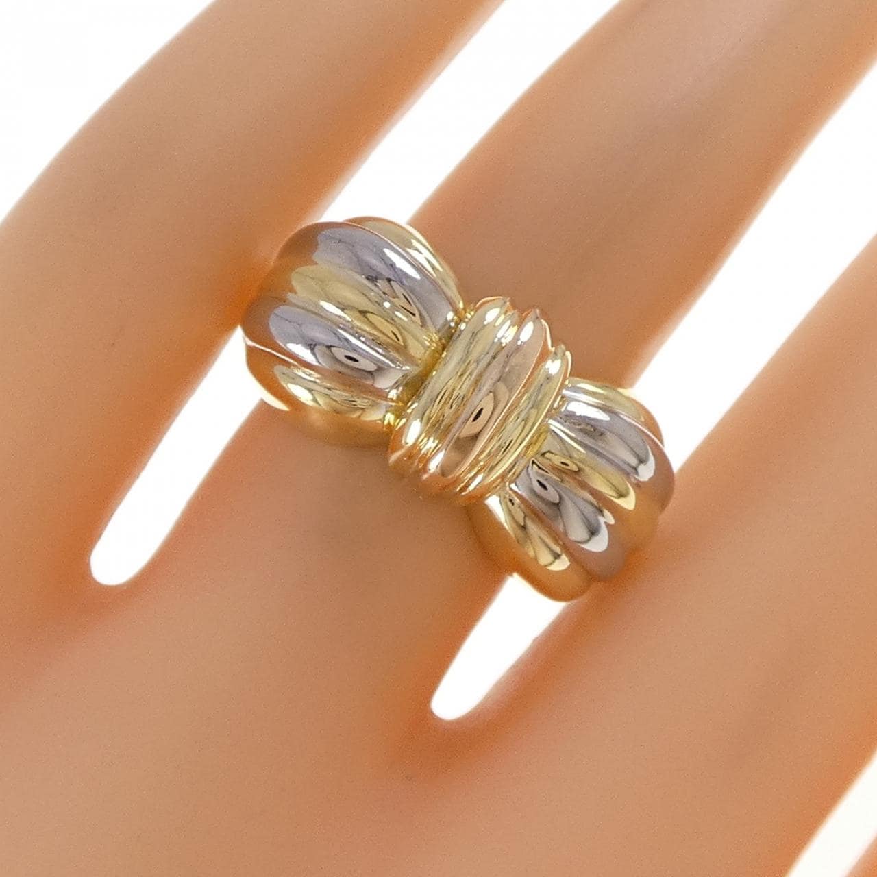 750スリーカラー リボン リング