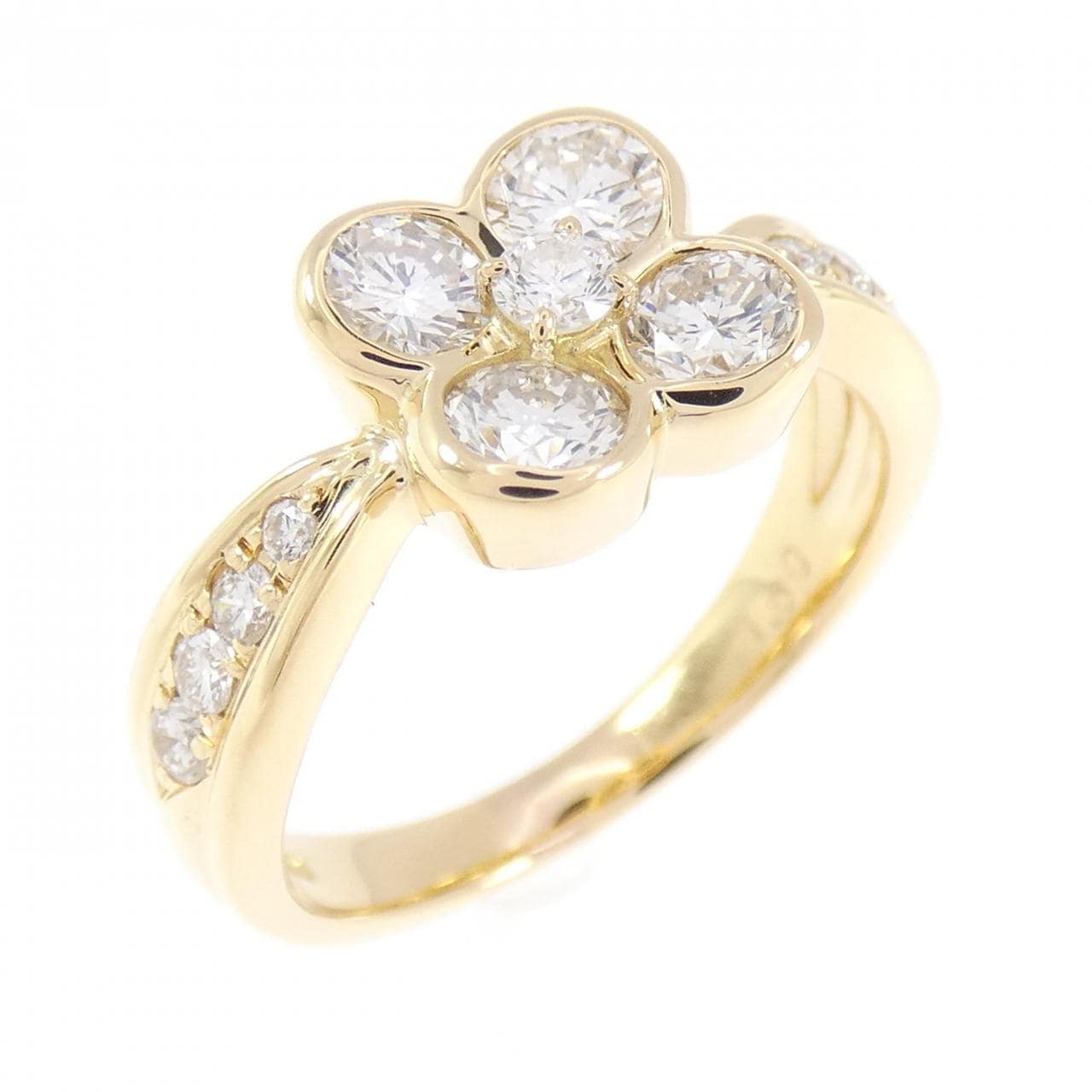 K18YG フラワー ダイヤモンド リング 1.00CT