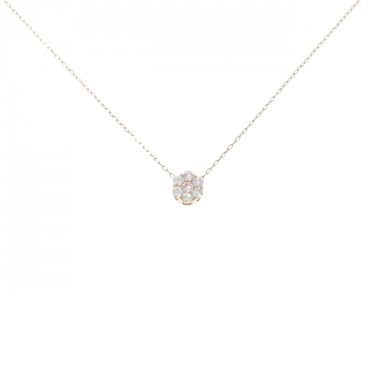K18PG フラワー ダイヤモンド ネックレス 0.10CT