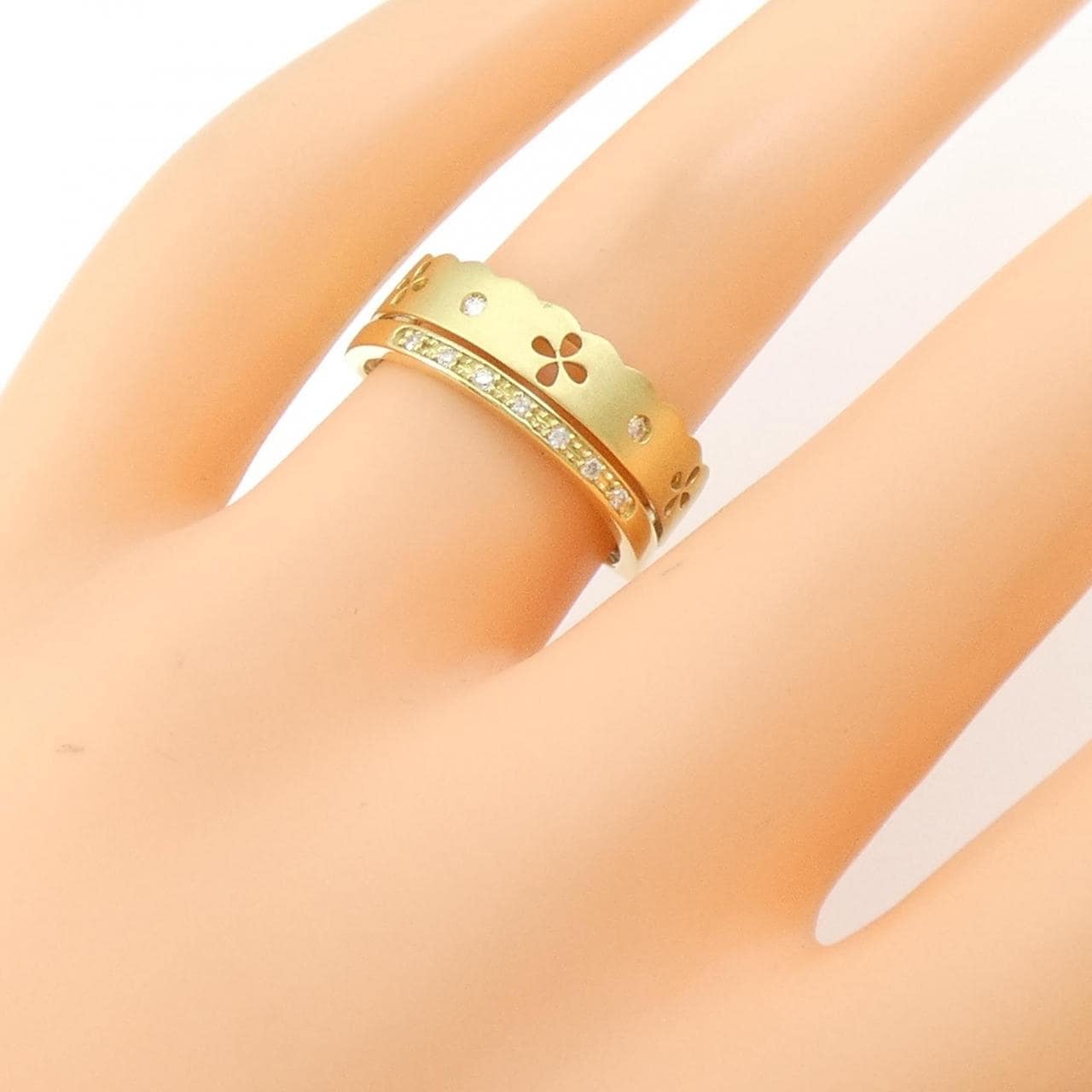 [BRAND NEW] K18YG Flower Diamond Ring 0.06CT
