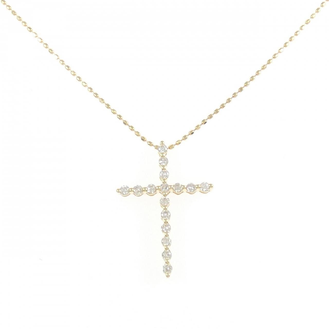 K18YG クロス ダイヤモンド ネックレス 0.25CT