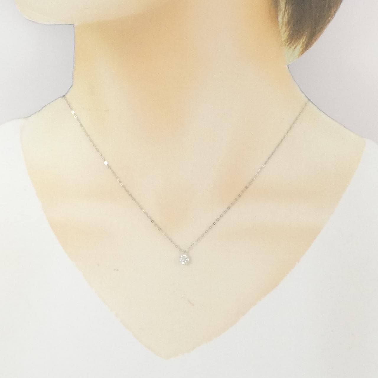 K18WG ソリティア ダイヤモンド ネックレス 0.32CT